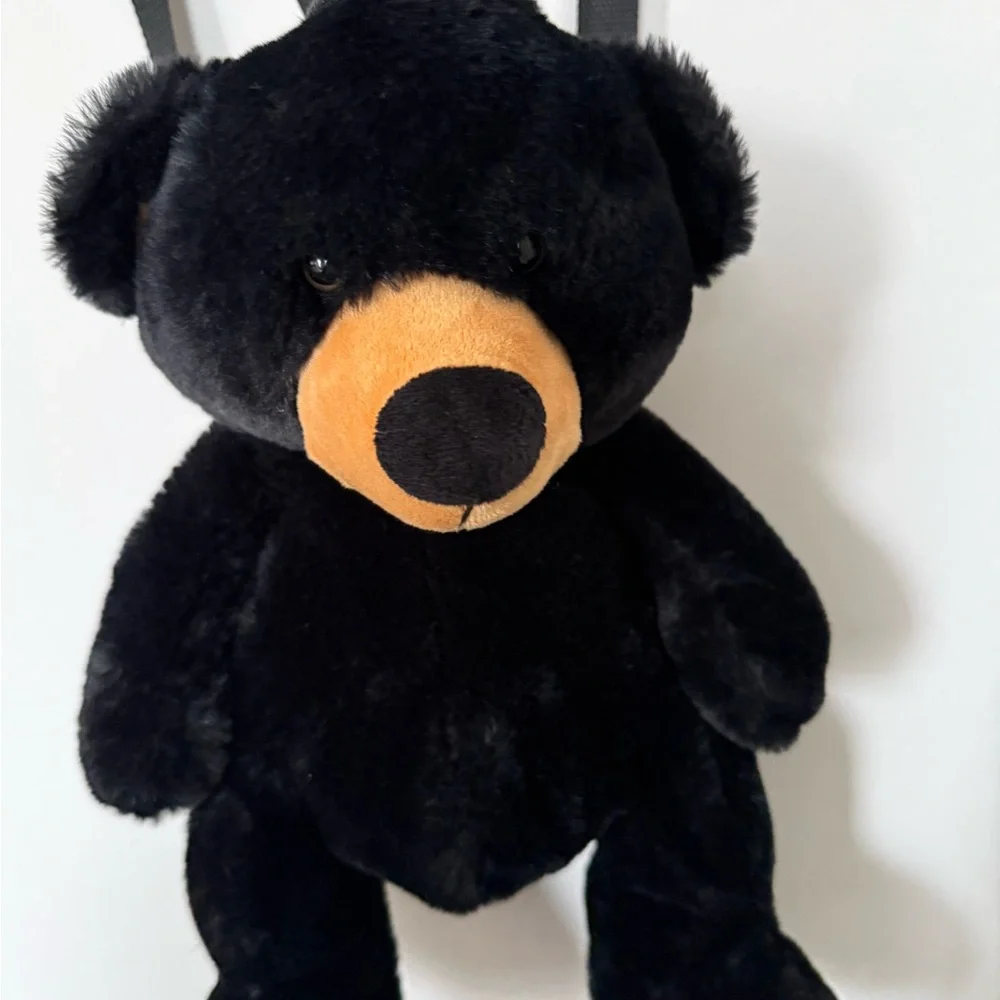 Plush Black Bear Toy bag pack